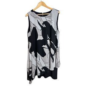 SLNY printed black and white  overlay dress sz 16